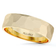 Men's Hammered Finished Carved Band Wedding Ring 14k Yellow Gold (5mm)