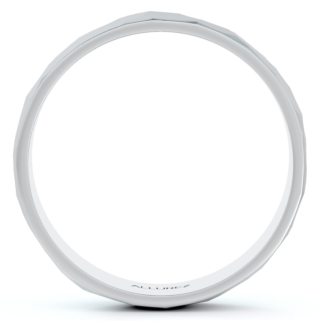 Men's Hammered Finished Carved Band Wedding Ring Palladium (5mm)