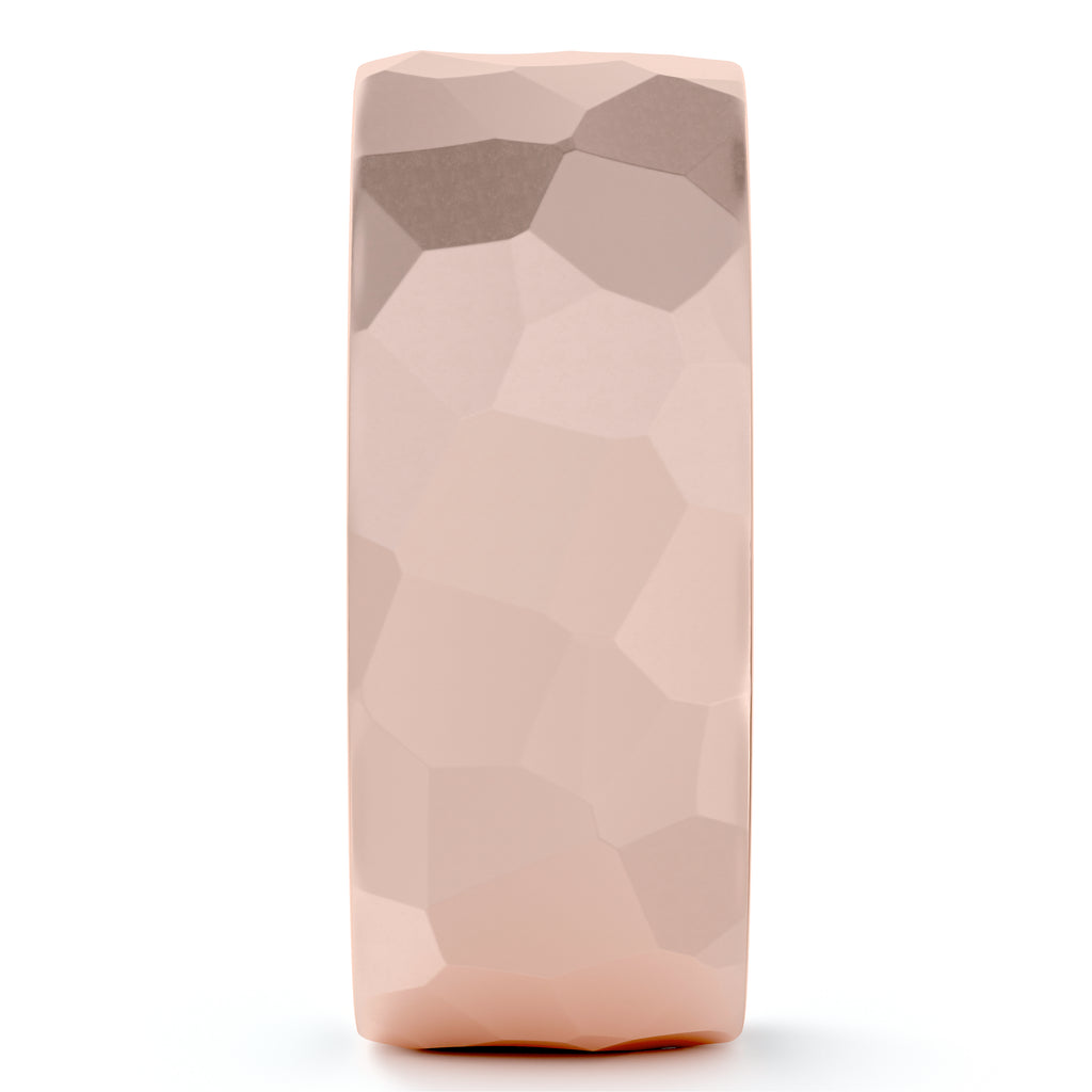 Men's Hammered Finished Carved Band Wedding Ring 14k Rose Gold (7mm)