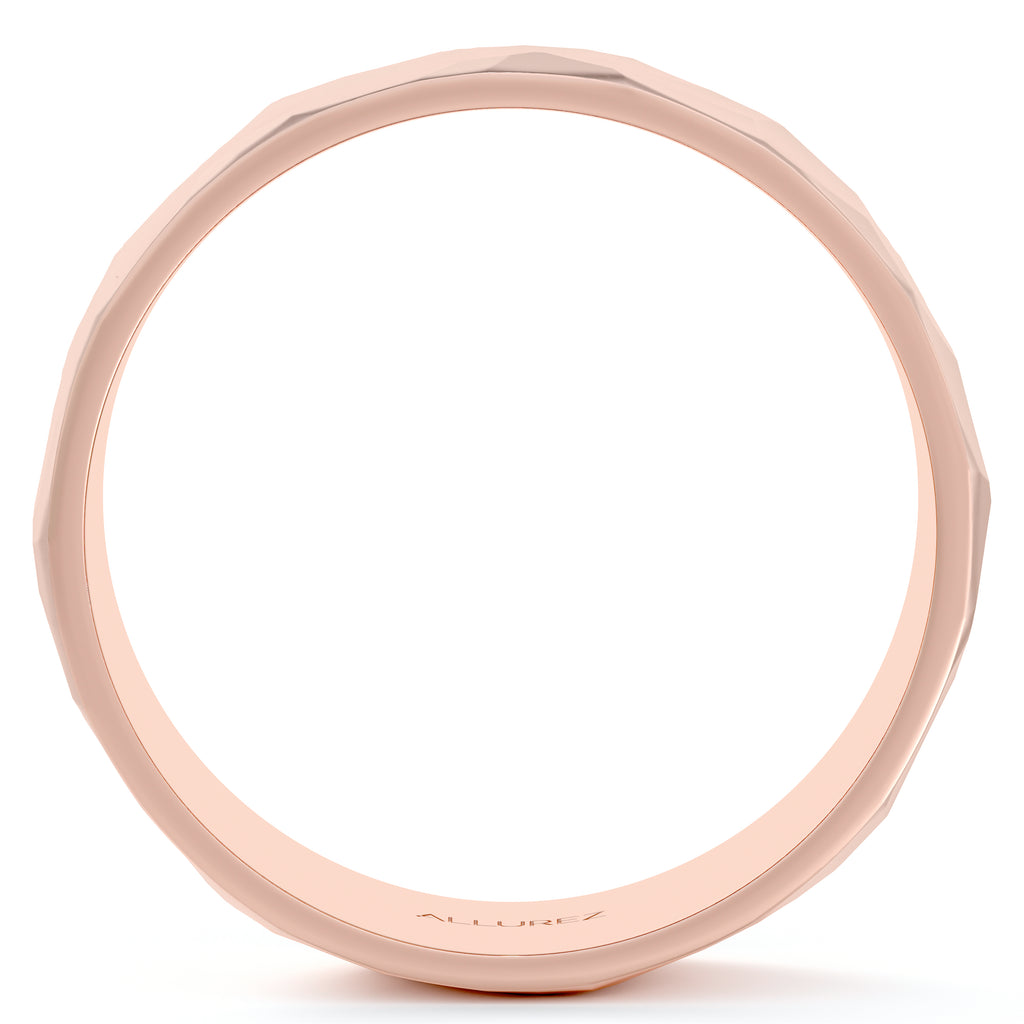 Men's Hammered Finished Carved Band Wedding Ring 14k Rose Gold (7mm)