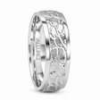 Mens Carved Pattern Wedding Band in 14K White Gold (8mm)