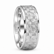 Womens Geometric Pattern Wedding Band in 14K White Gold (8mm)