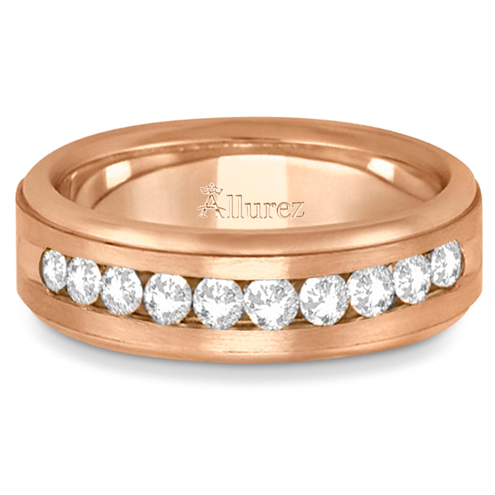 Men's Channel Set Diamond Ring Wedding Band 14kt Rose Gold (1/4ct)