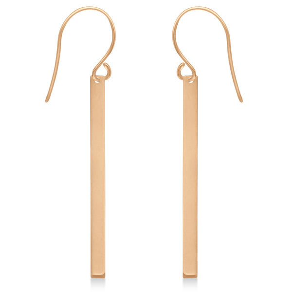 Fishhook Dangling Bar Earrings in 14k Rose Gold