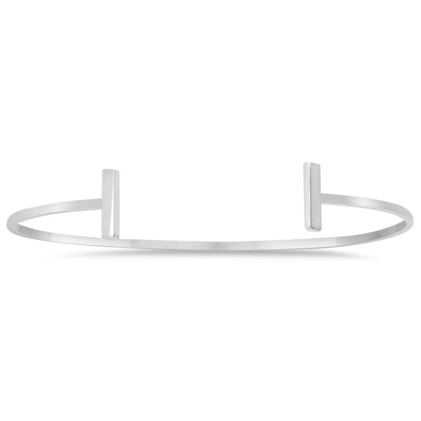 T Shape Cuff Bangle Bracelet 14k White Gold