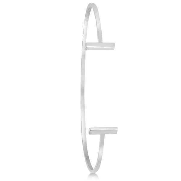 T Shape Cuff Bangle Bracelet 14k White Gold