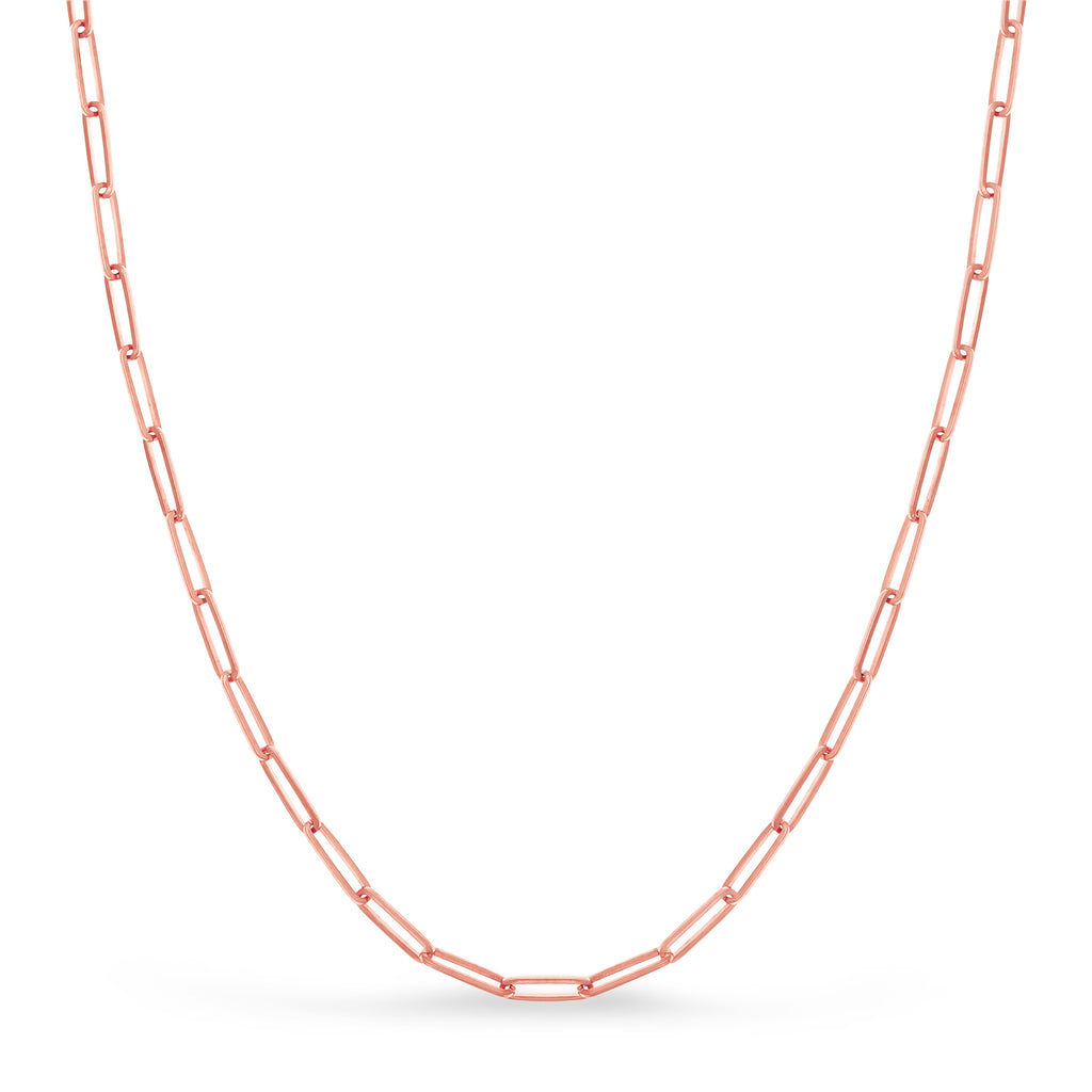 Handmade Elongated Paperclip Link Chain Necklace 14k Rose Gold