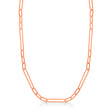 Hollow Paperclip Link Chain Necklace 14k Rose Gold