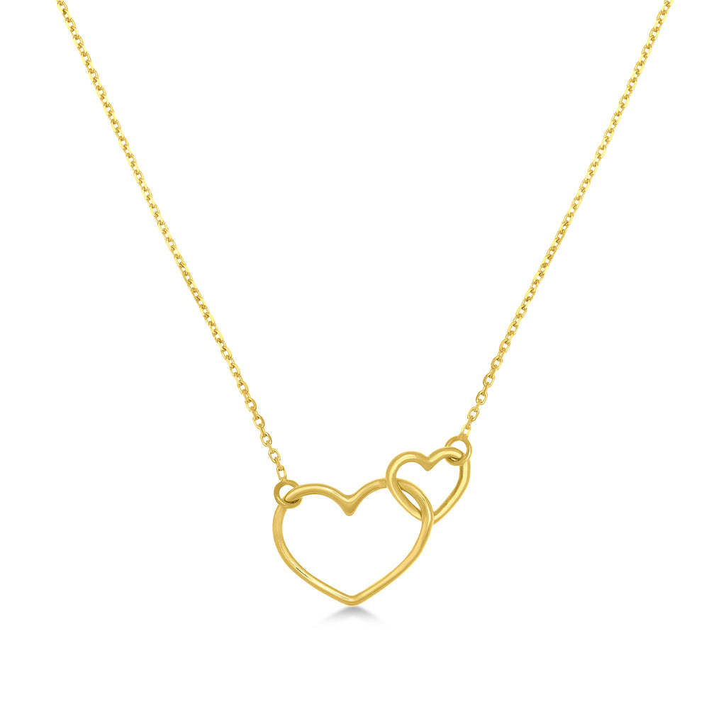 Interwoven Open Hearts Pendant Necklace 14k Yellow Gold