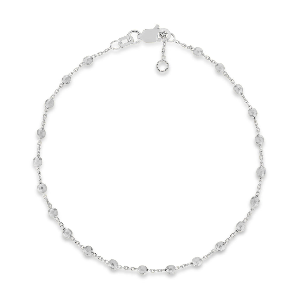 Bead Stationed Bracelet 14k White Gold