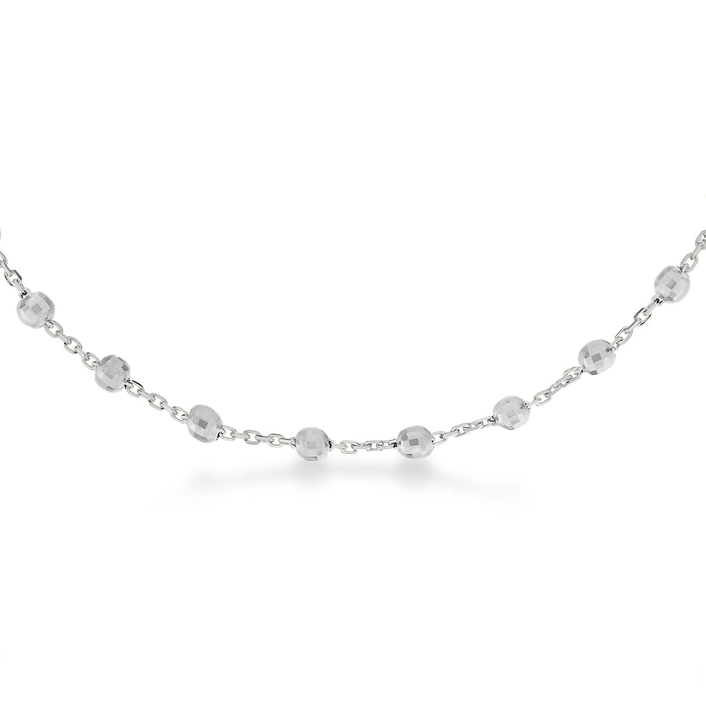 Bead Stationed Bracelet 14k White Gold