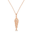 Diamond Fish Charm Pendant Necklace 14K Rose Gold (0.38ct)