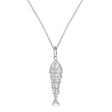 Diamond Fish Charm Pendant Necklace 14K White Gold (0.38ct)