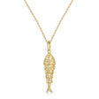 Diamond Fish Charm Pendant Necklace 14K Yellow Gold (0.38ct)