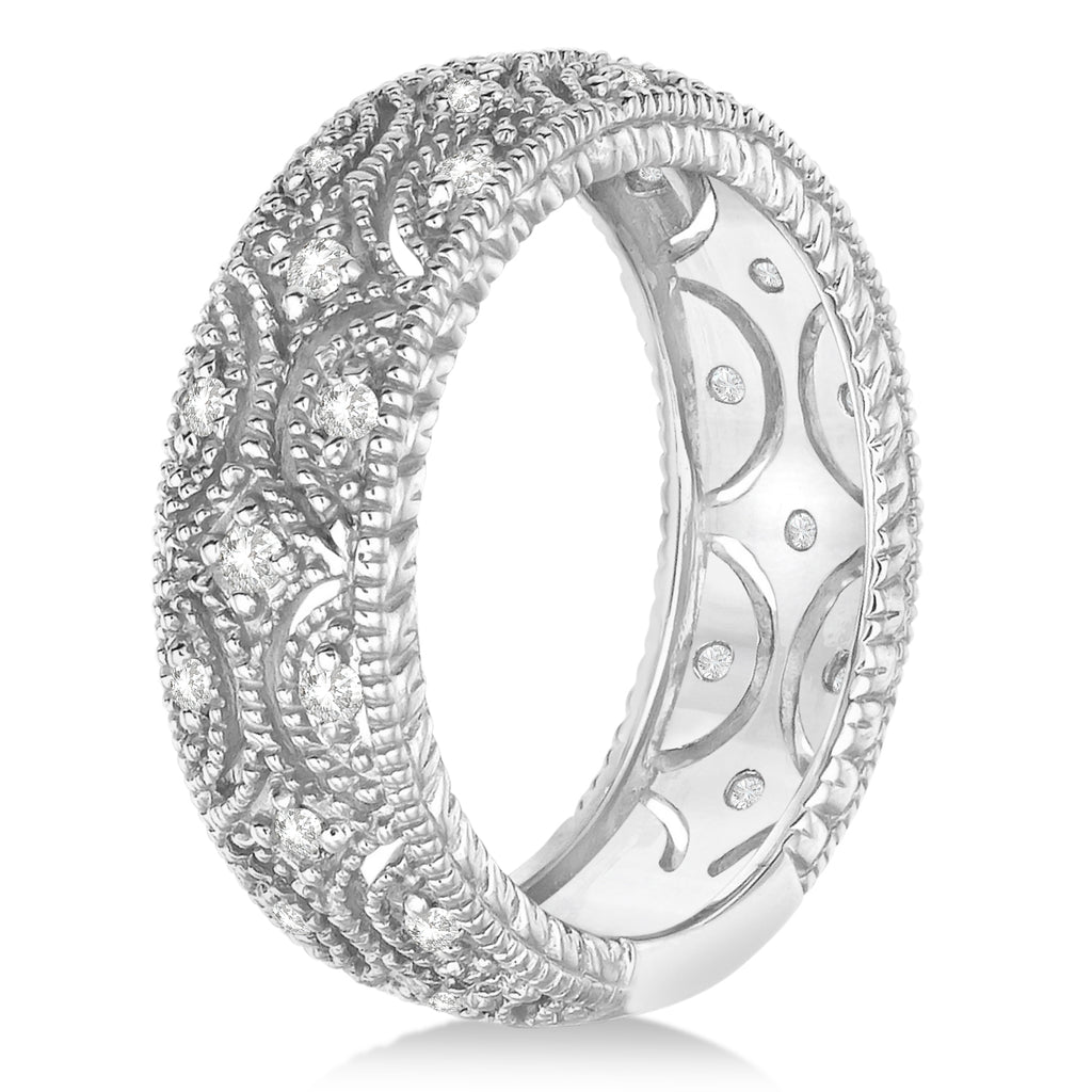 Diamond Milgrain Vintage Eternity Band 14k White Gold (0.34ct)
