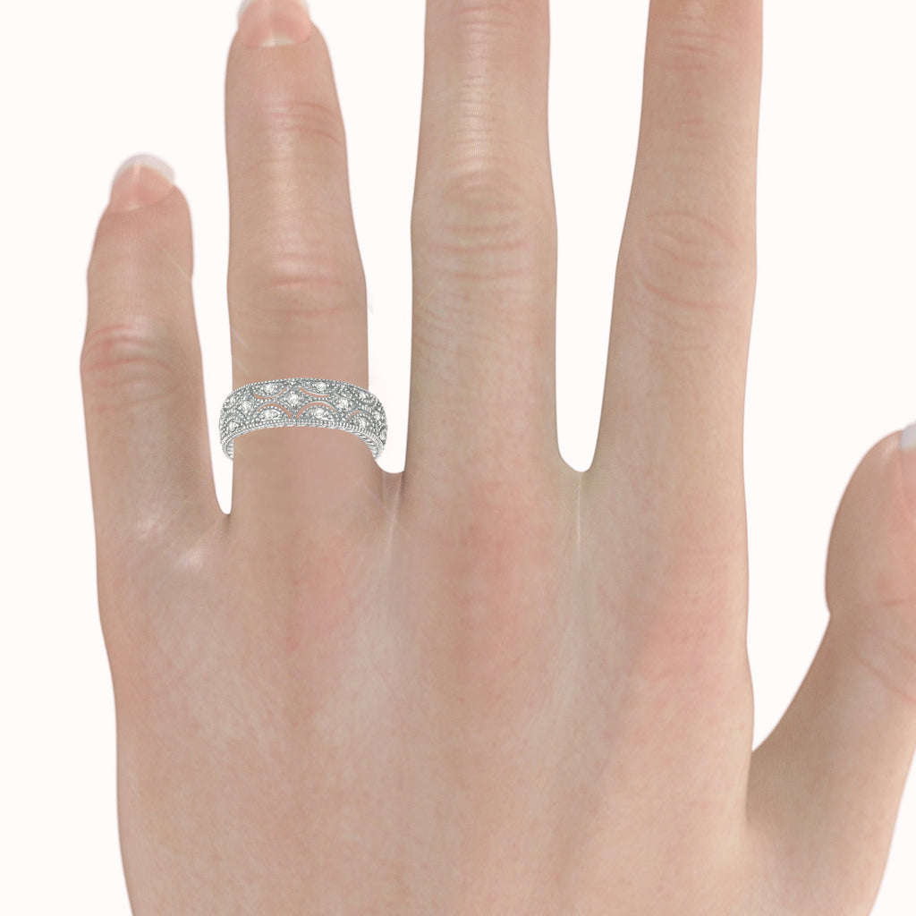 Diamond Milgrain Vintage Eternity Band 14k White Gold (0.34ct)