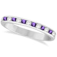 Amethyst & Diamond Semi-Eternity Channel Ring 14k White Gold (0.40ct)