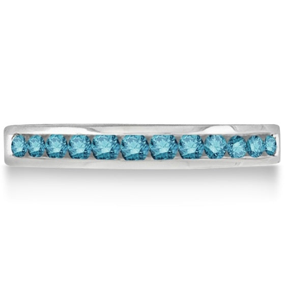 Channel-Set Fancy Blue Diamond Ring Band 14k White Gold (0.33ct)
