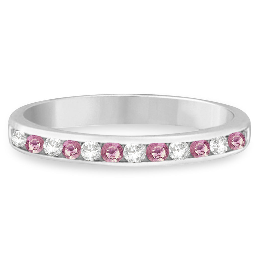 Channel-Set Pink & White Diamond Ring 14k White Gold (0.33ct)