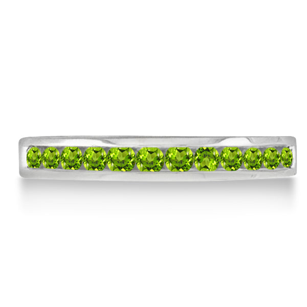 Peridot Channel-Set Semi-Eternity Ring Band 14k White Gold (0.40ct)