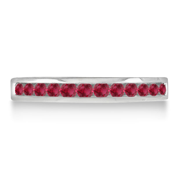 Ruby Channel-Set Semi-Eternity Ring Band 14k White Gold (0.40ct)
