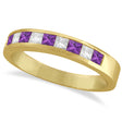 Princess Channel-Set Lab Diamond & Amethyst Ring 14K Yellow Gold