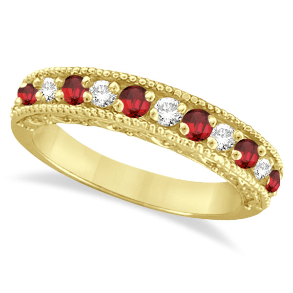 Ruby & Diamond Ring Anniversary Band 14k Yellow Gold (0.30ct)