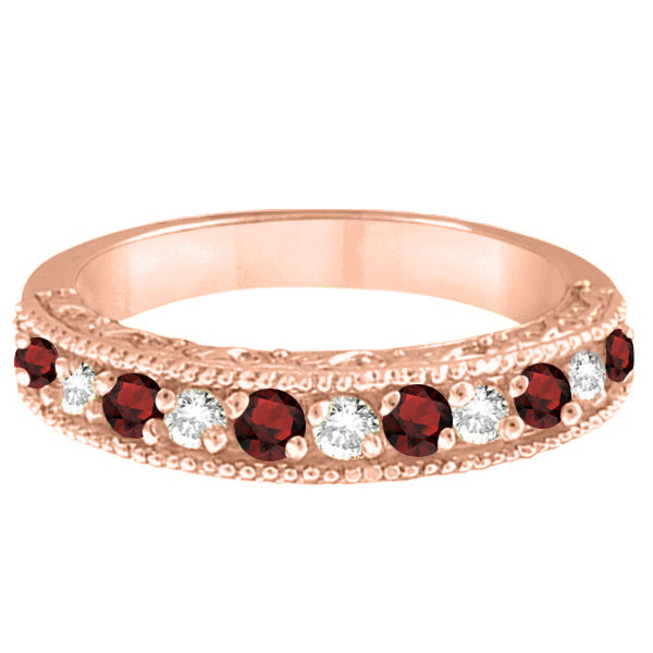 Diamond and Garnet Ring Anniversary Band 14k Yellow Gold (0.59ct)