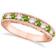 Diamond & Peridot Band Filigree Design Ring 14k Rose Gold (0.60ct)