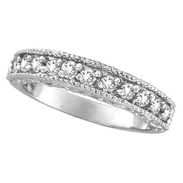 Semi-Eternity Diamond Ring Wedding Band 14k White Gold (0.50ct)
