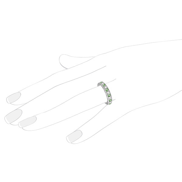 Diamond & Green Amethyst Filigree Design Ring 14k White Gold (0.60ct)