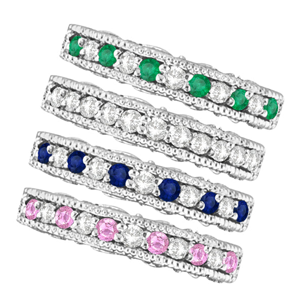 Diamond & Green Amethyst Filigree Design Ring 14k White Gold (0.60ct)