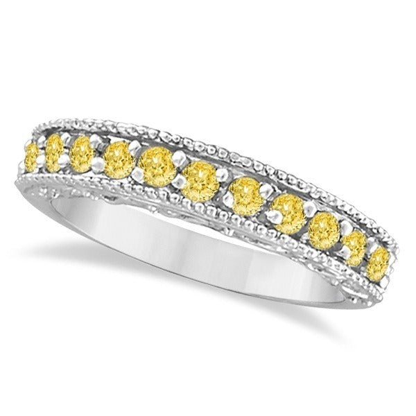 Fancy Yellow Canary Diamond Ring Band 14k White Gold (0.50ct)