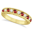 Diamond and Ruby Ring Anniversary Band 14k Yellow Gold (0.59ct)