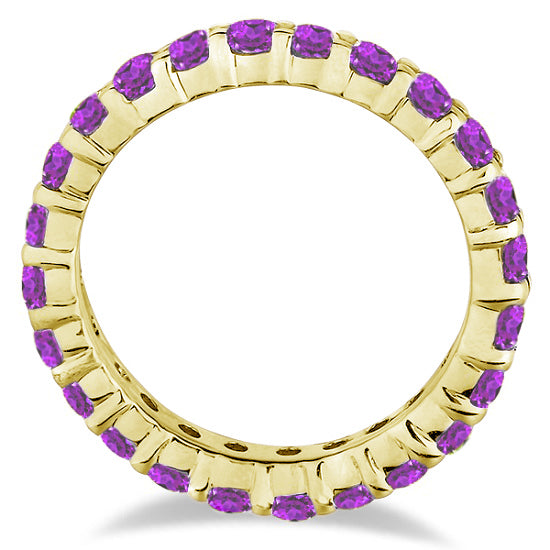 Purple Lab Amethyst Eternity Ring Band 14k Yellow Gold (1.07ct)