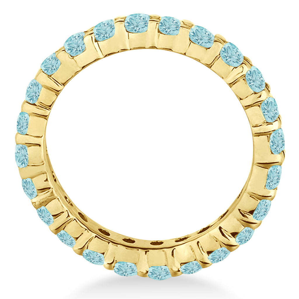 Lab Aquamarine Eternity Ring Band 14k Yellow Gold (1.07ct)
