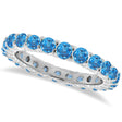 Blue Topaz Eternity Ring Band 14k White Gold (1.07ct)
