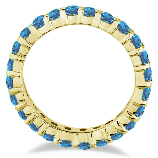 Blue Topaz Eternity Ring Band 14k Yellow Gold (1.07ct)