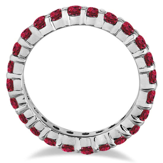 Red Garnet Eternity Ring Band 14k White Gold (1.07ct)