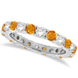 Lab Citrine & Lab Diamond Eternity Ring Band 14k White Gold (1.07ct)