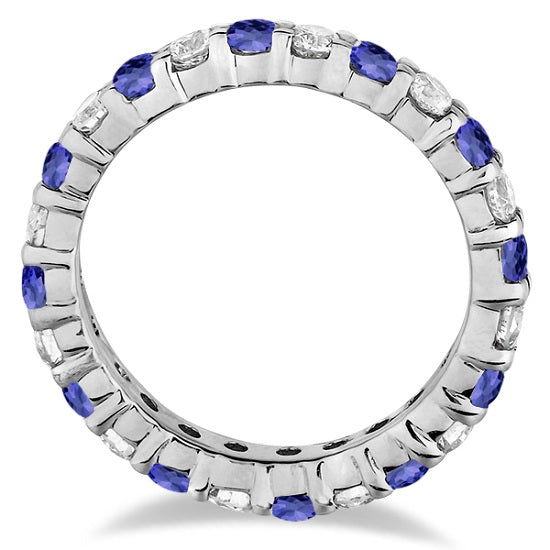 Tanzanite & Diamond Eternity Ring Band 14k White Gold (1.07ct)
