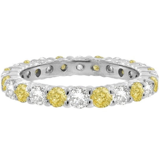Fancy Yellow Canary & White Diamond Eternity Band 14k Gold (1.07ct)