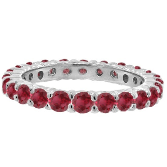Prong-Set Ruby Eternity Ring Band 14k White Gold (1.07ct)