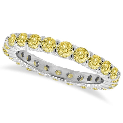 Lab Grown Yellow Diamond Eternity Ring Band 14k White Gold (1.07 ctw)