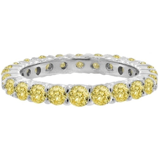 Lab Grown Yellow Diamond Eternity Ring Band 14k White Gold (1.07 ctw)