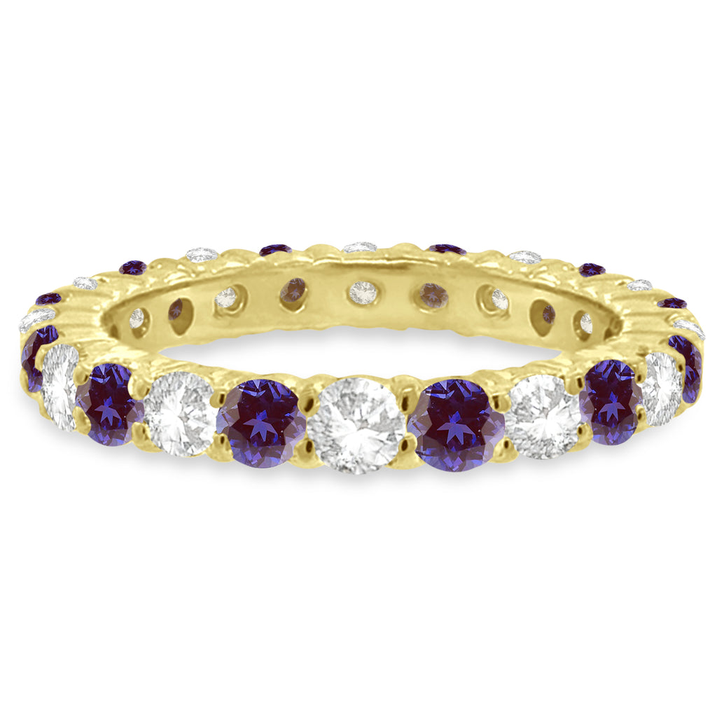 Purple Lab Alexandrite & Diamond Eternity Ring Band 14k Yellow Gold (1.07ct)