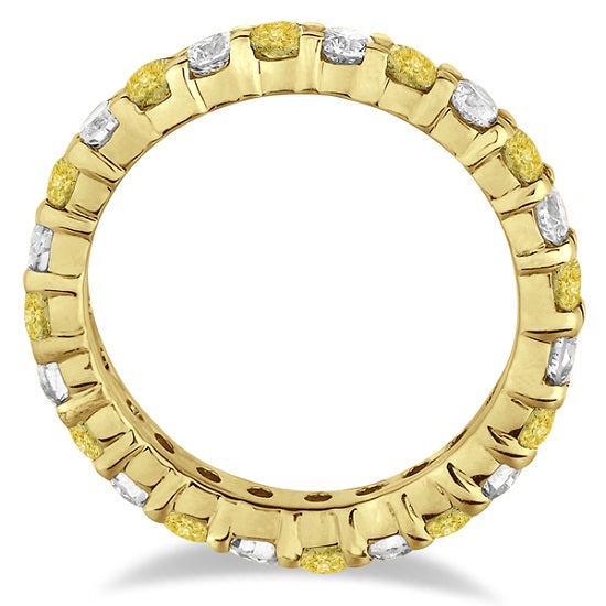 Fancy Yellow Canary & Lab White Diamond Eternity Band 14k Gold (1.07ct)