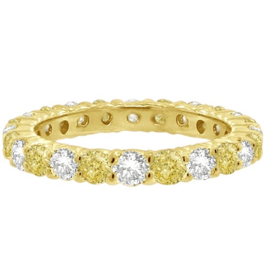 Fancy Yellow Canary & Lab White Diamond Eternity Band 14k Gold (1.07ct)