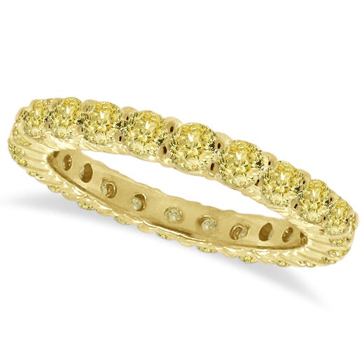 Lab Grown Yellow Diamond Eternity Ring Anniversary Band 14k Gold (1.07ct)