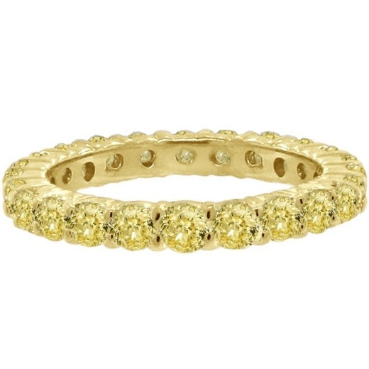 Lab Grown Yellow Diamond Eternity Ring Anniversary Band 14k Gold (1.07ct)